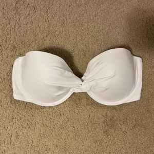 Strapless white bikini top